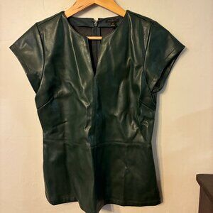 Leather Peplum Green Top from Ann Taylor
